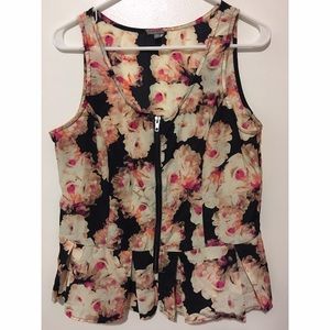 Floral zip up peplum top
