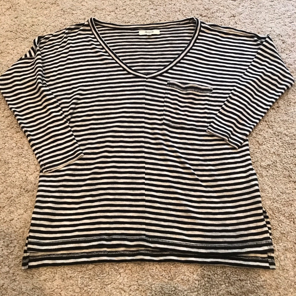 Madwell-XS 3/4 sleeve Striped Top- NWOT
