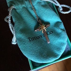Tiffany & Co Sterling Silver & Gold Cross Necklace