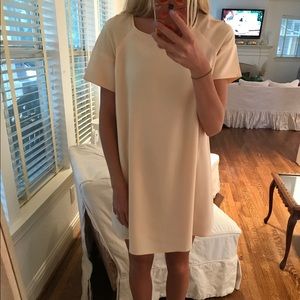cream shift dress
