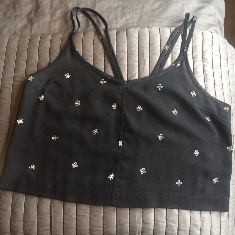 Silence+noise cross printed crop top