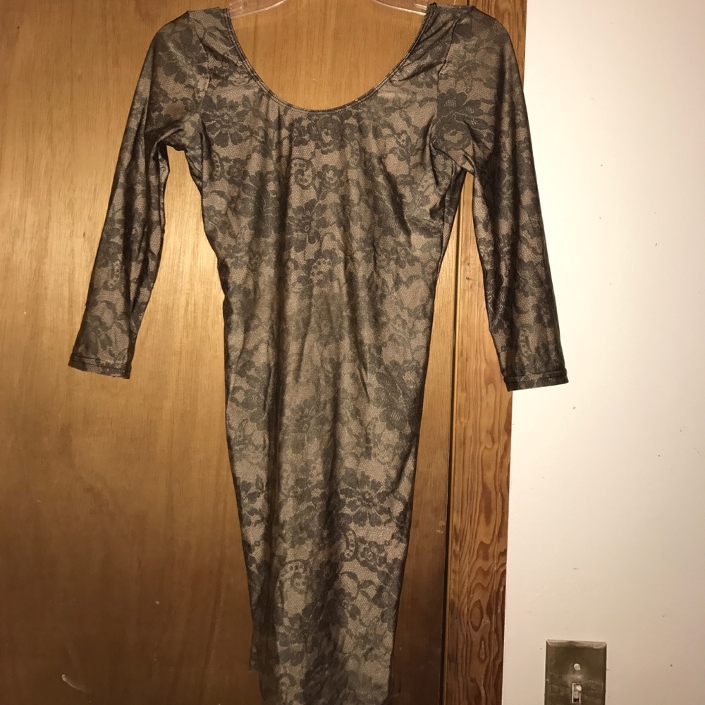 Nude lace mini dress