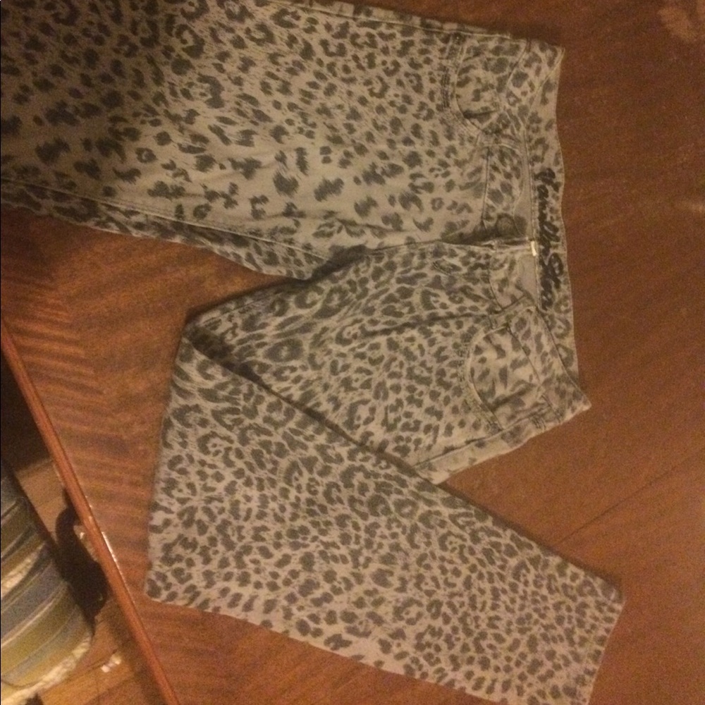 Gray leopard print jeans