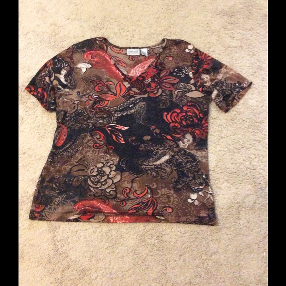 Chico's Jersey Blouse Short Sleeve