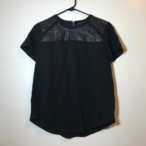 Ann Taylor vegan leather and zipper detail tee