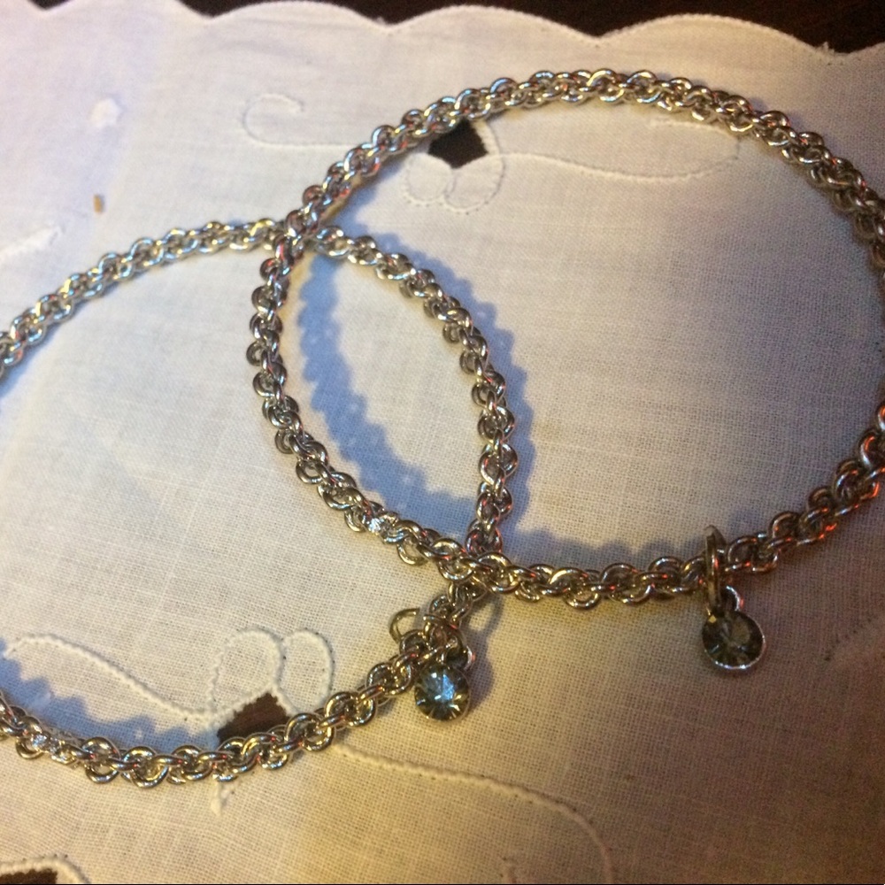 Gorgeous Chain Bangle Bracelets With Blue Stone 2 - image 1