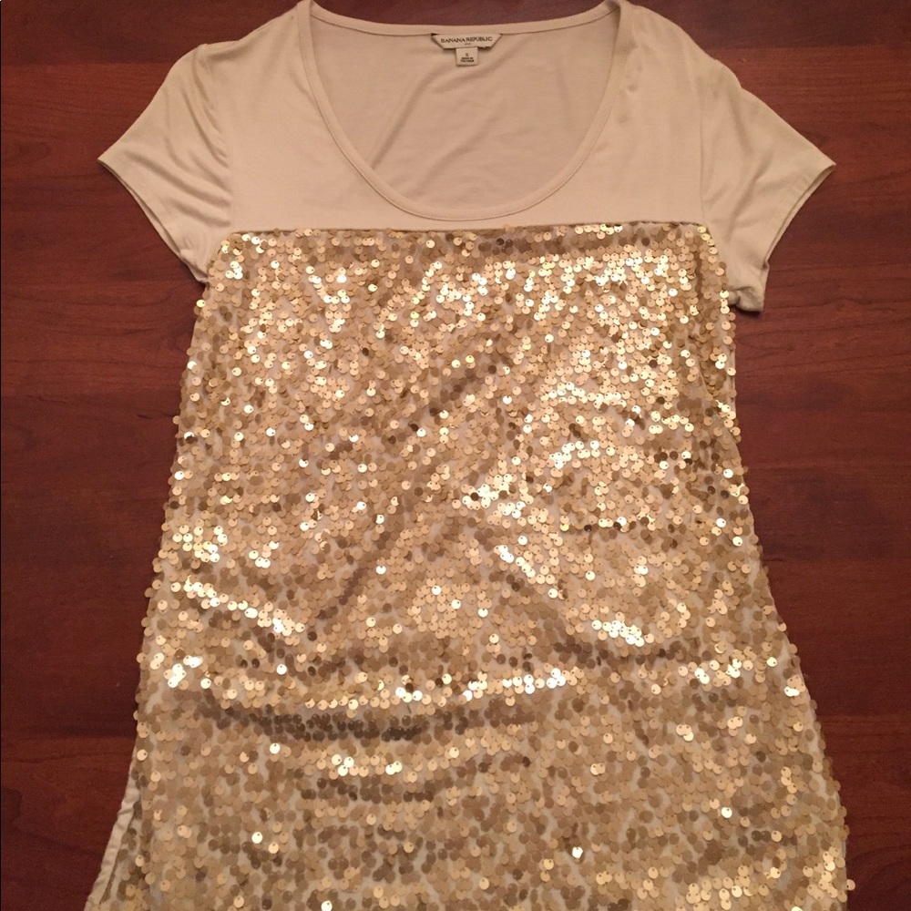 Banana Republic Gold Sequin Tee