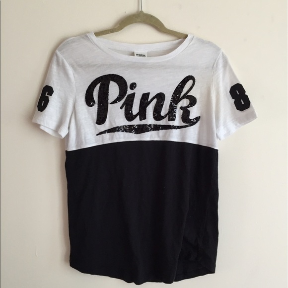 PINK Victoria's Secret Tops - PINK sequin baseball tee