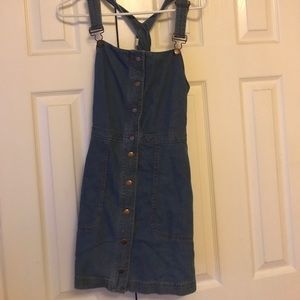 Denim overall dress!