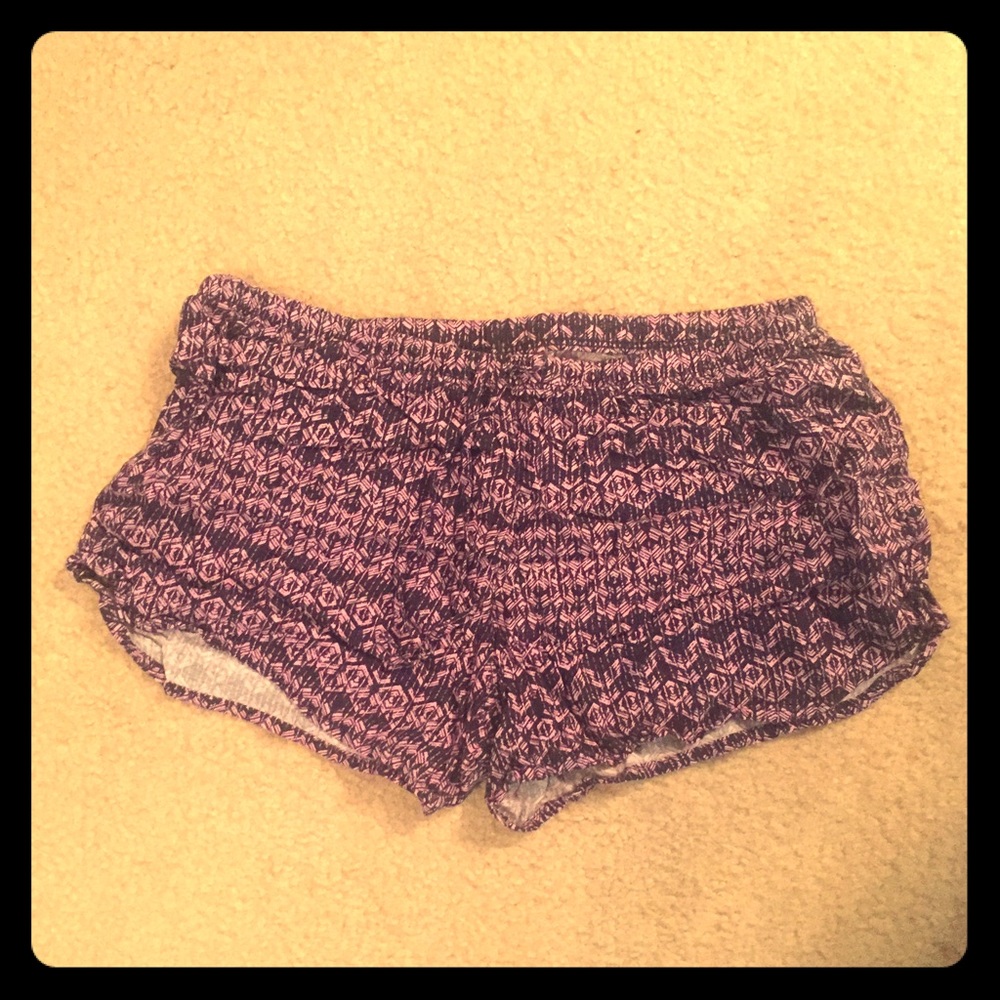 Purple Draw String Shorts With Elastic Waist