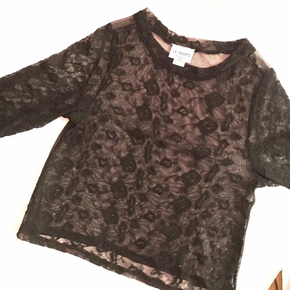 Long sleeve black lace shirt