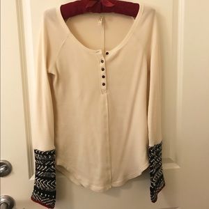 Free People Long sleeve Cream Shirt