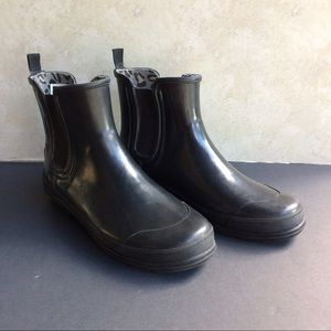 Sperry Top Sider Black Rubber Rain Boots Size 8