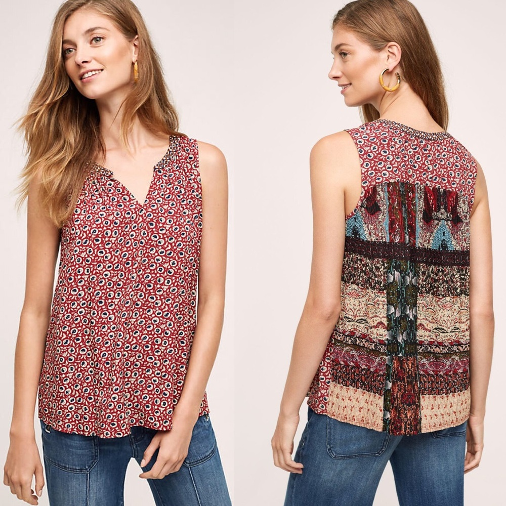Anthropologie Pleated Tamarosa Tank