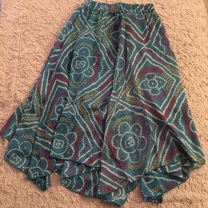 Long Teal Patterned Skirt