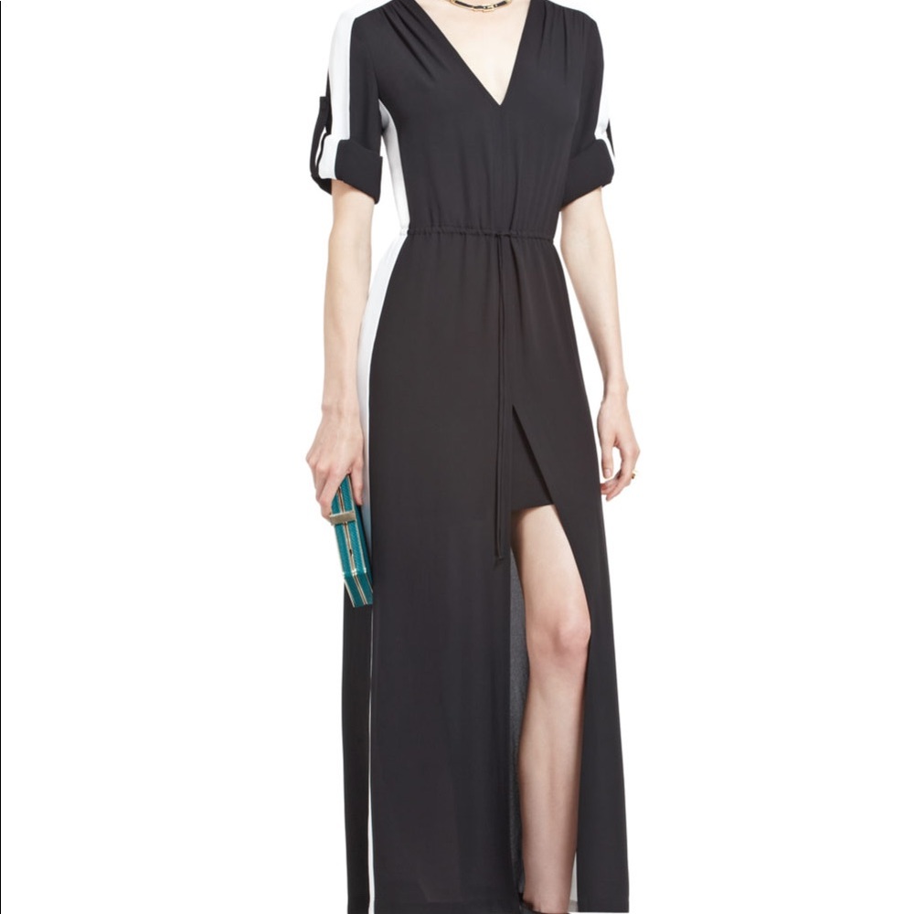 BCBG Black with White Stripes Maxi Dress- Size XXS
