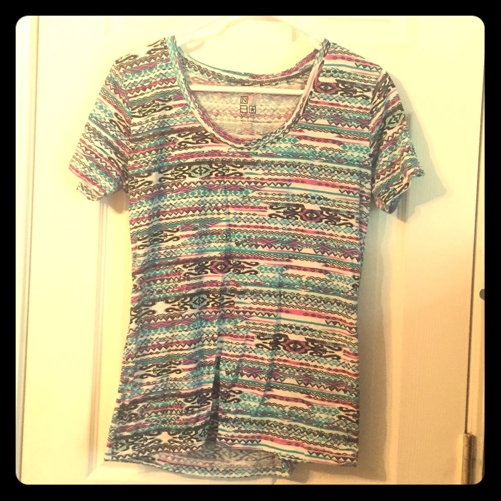 PAC Sun Tribal Patterned Summer Scoop Neck T-Shirt