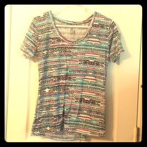 PAC Sun Tribal Patterned Summer Scoop Neck T-Shirt