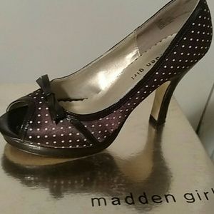 Madden Girl polka dot peep toes heels