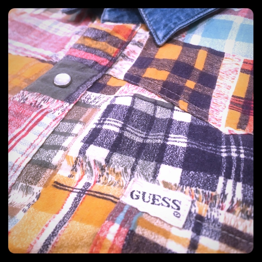 Vintage guess pearl snap