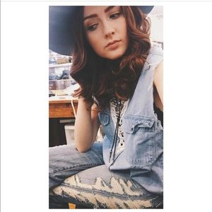 LF VINTAGE DENIM SLEEVELESS LACE UP