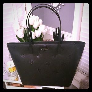 100% Authentic Kate Spade LG Blk Polka Dot Tote