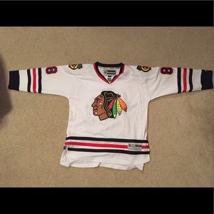 Youth white Blackhawks jersey