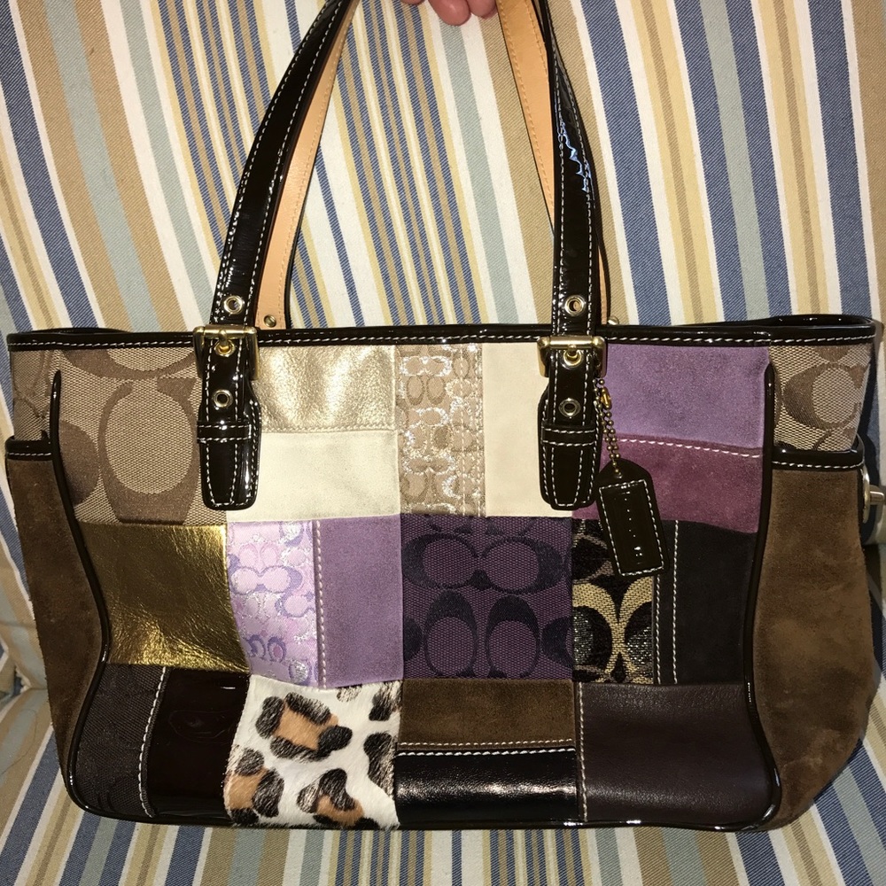 Holiday Patchwork Coach Tote