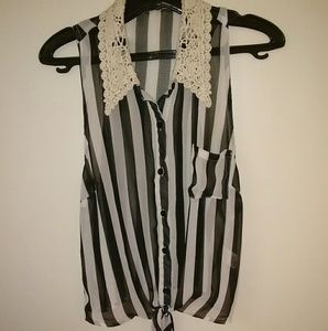 Black and White Striped Top