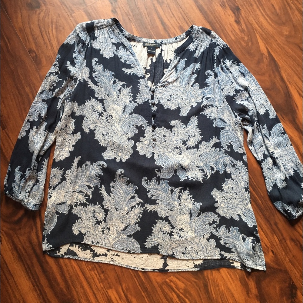 Lucky Brand blue and white top, size L