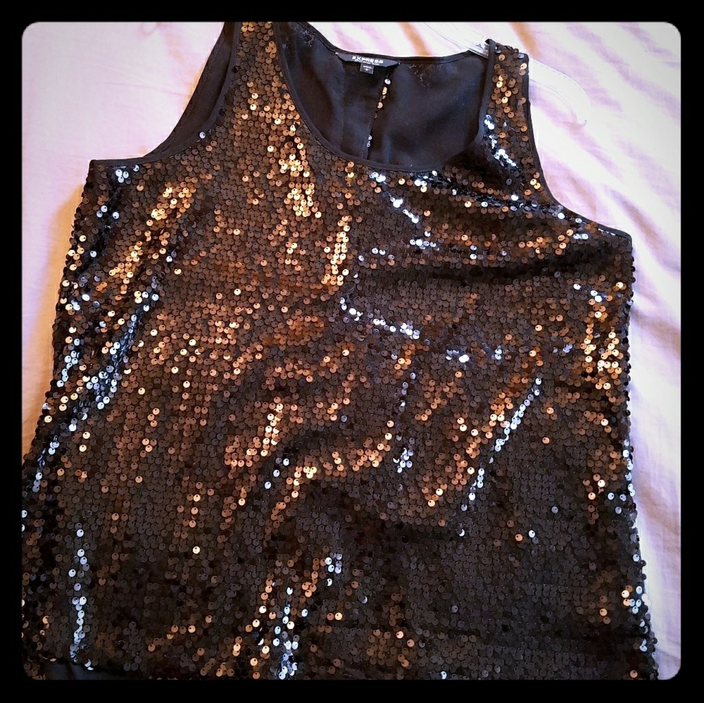 Sequined Split Back Tank