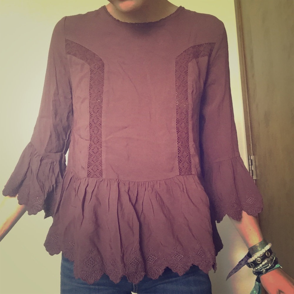 Maroon Hippie Blouse NWT