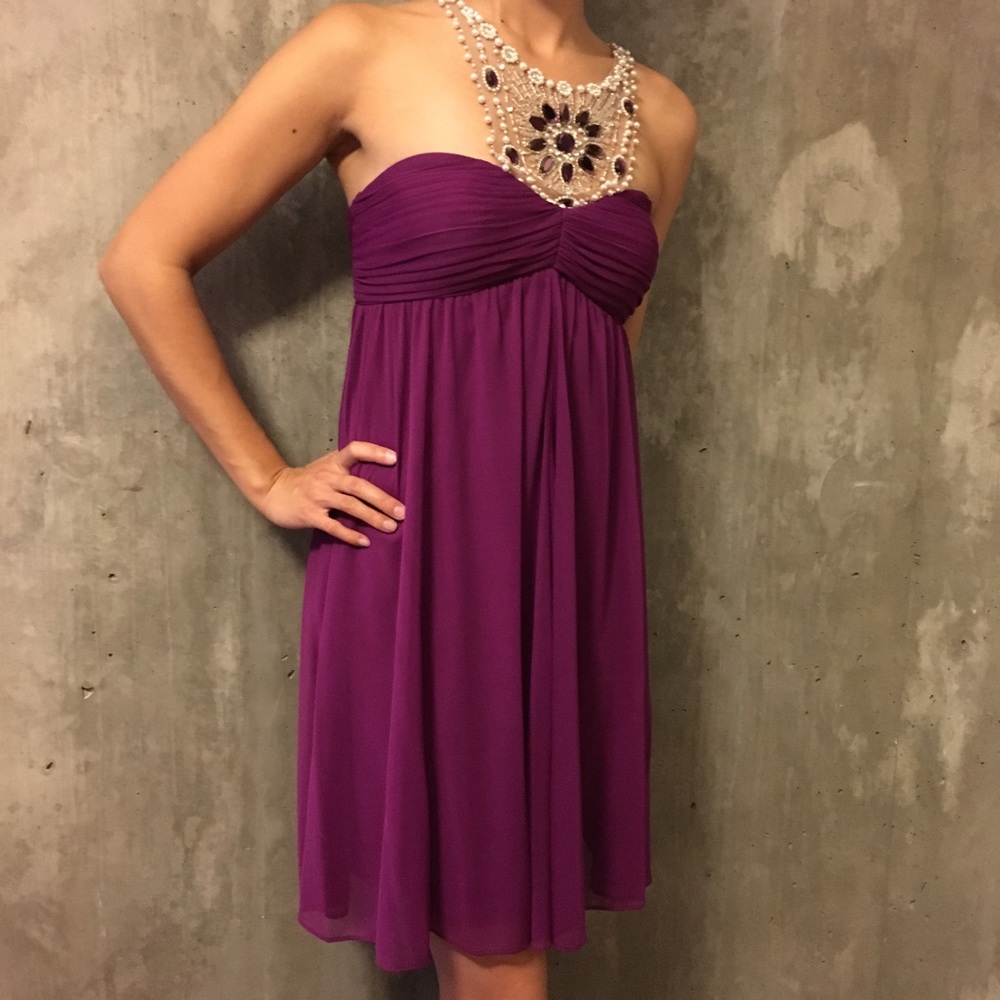Cache beaded illusion Cocktail Dress
