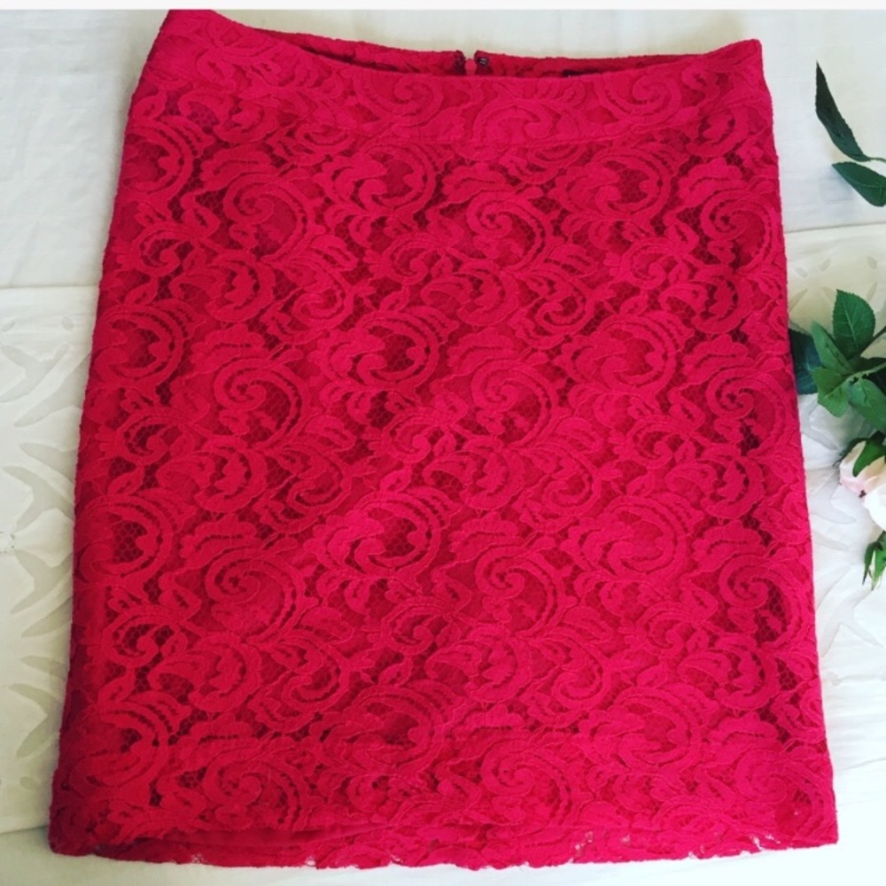 Hot pink lace skirt