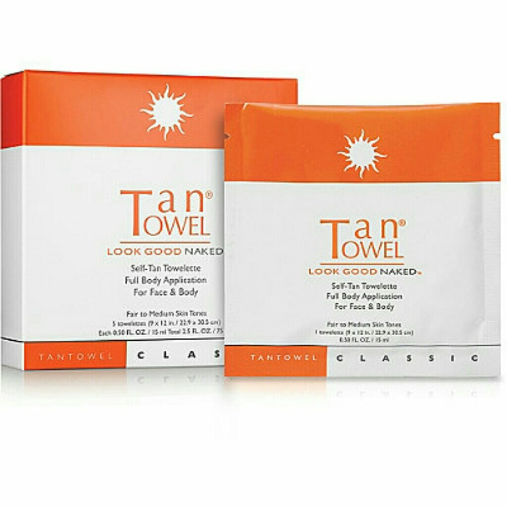 Tan towel classic towelettes for full body 5ct