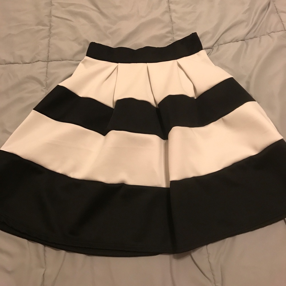 A line black and white striped skirt