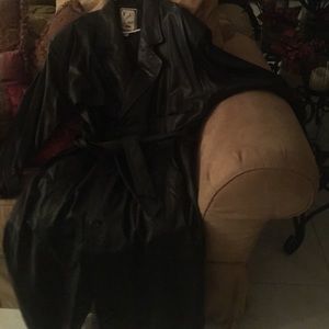 Long men's leather coat