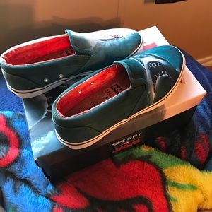 Brand new, men's size 6 1/2 slip on Jaws Sperrys