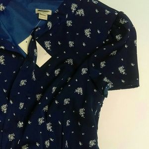 NWOT J.Crew VTG secretary-style Navy pleated dress