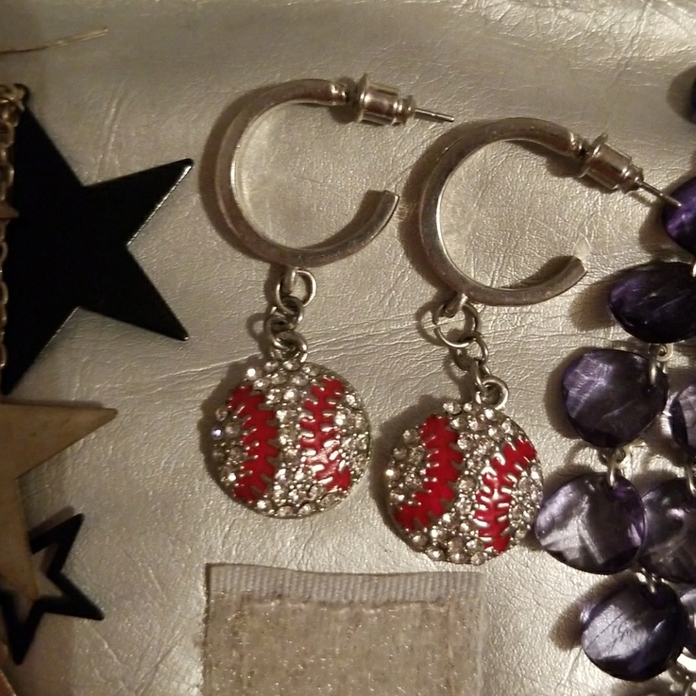 Baseball mom earrings