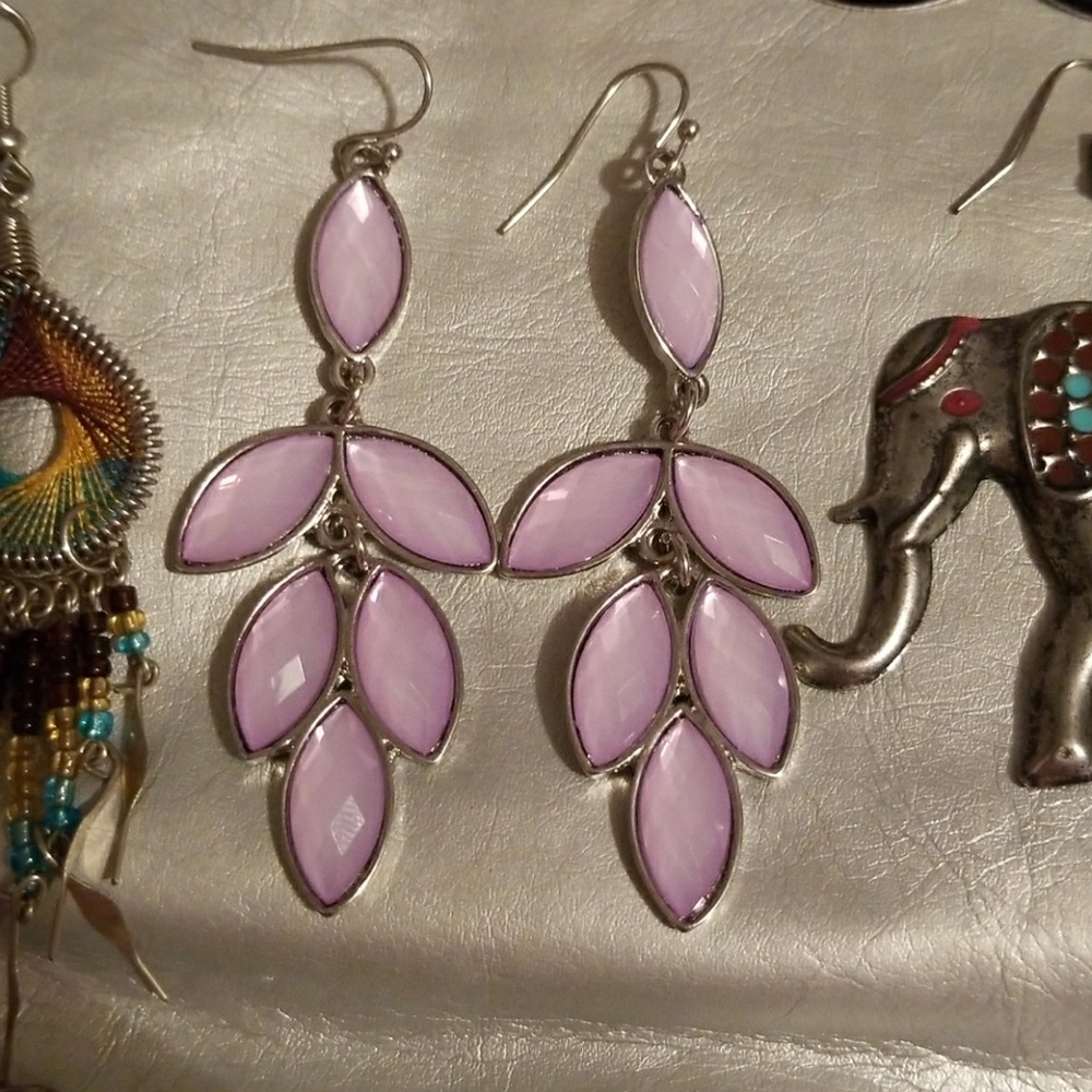 Purple leaf earrings