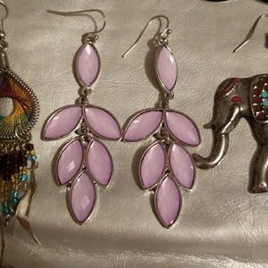 Purple leaf earrings