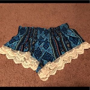 Forever 21 blue tribal shorts