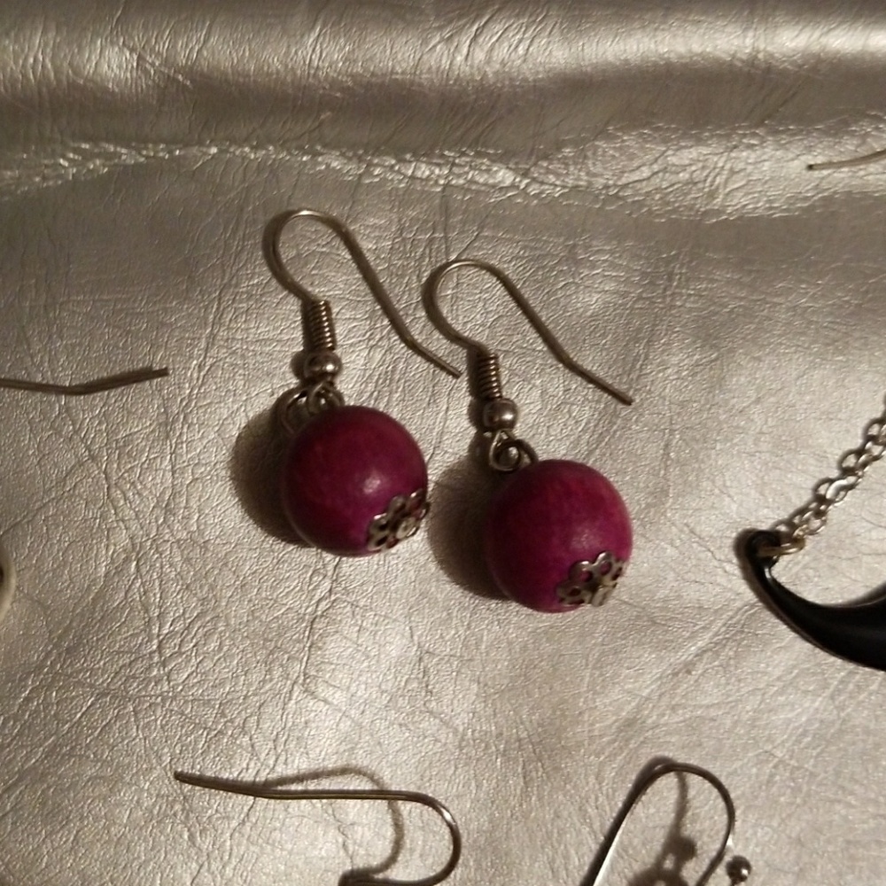 Maroon wooden earrings