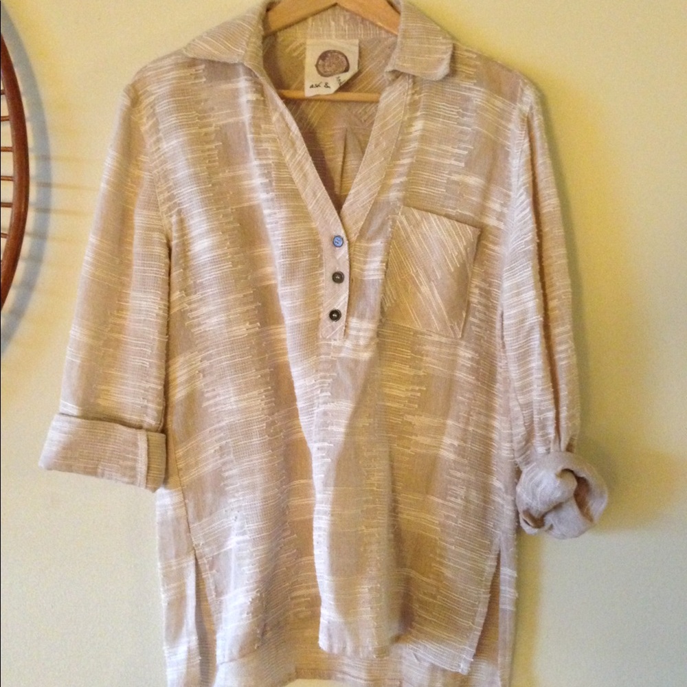 Boho button down collared tee