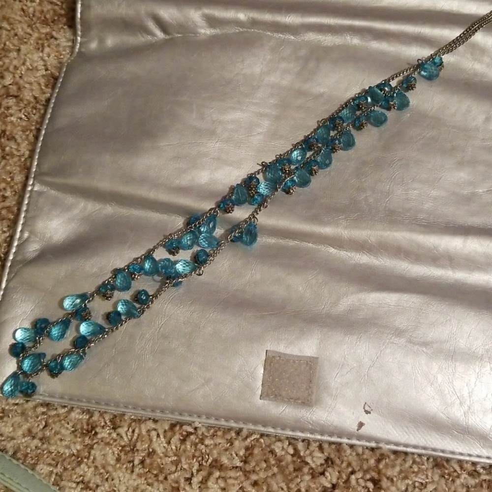 Long blue jewel necklace
