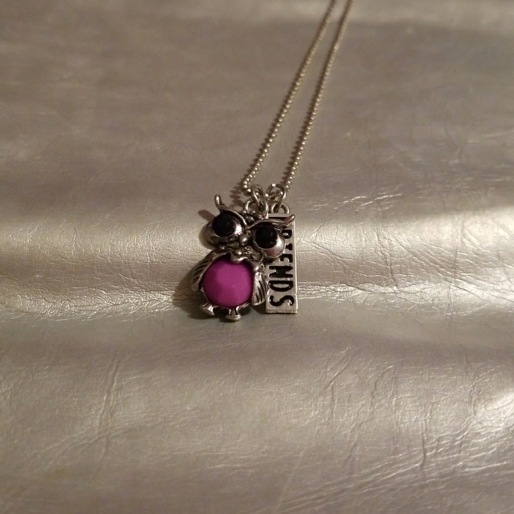Purple owl necklace