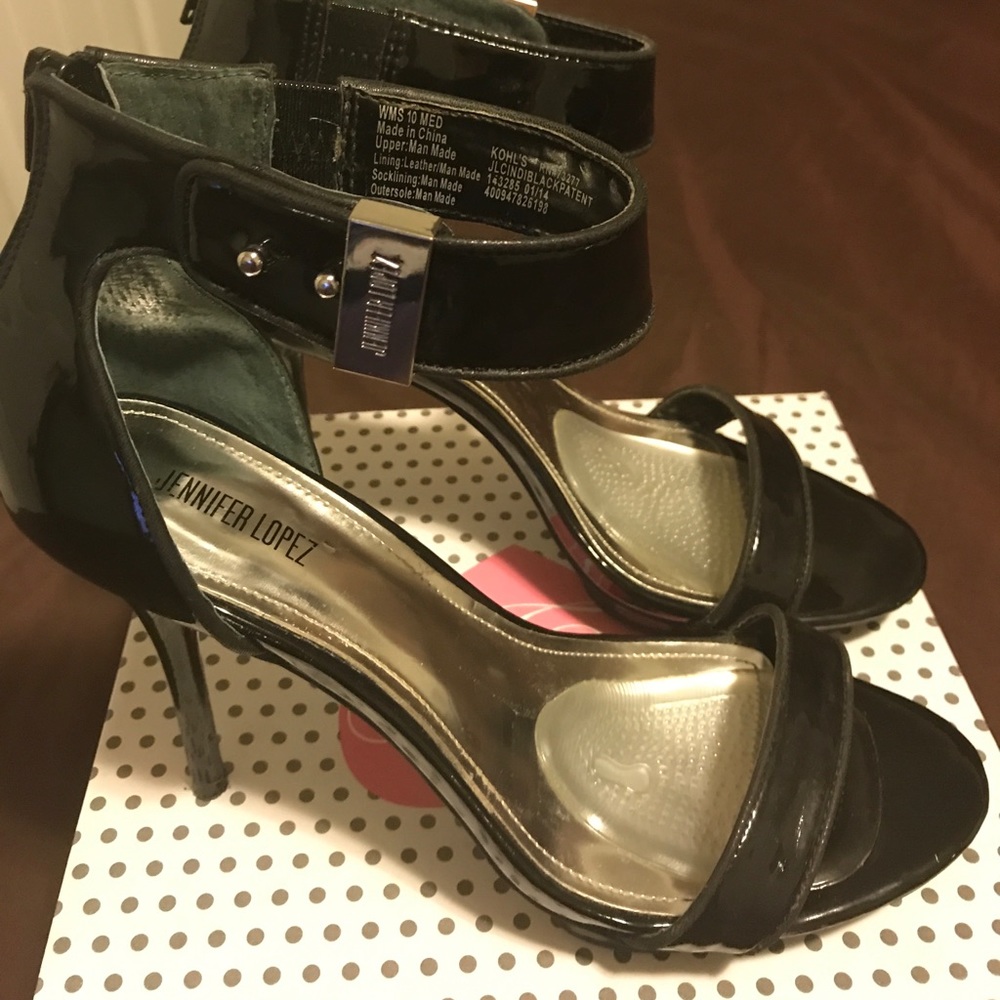 Black patent leather heels