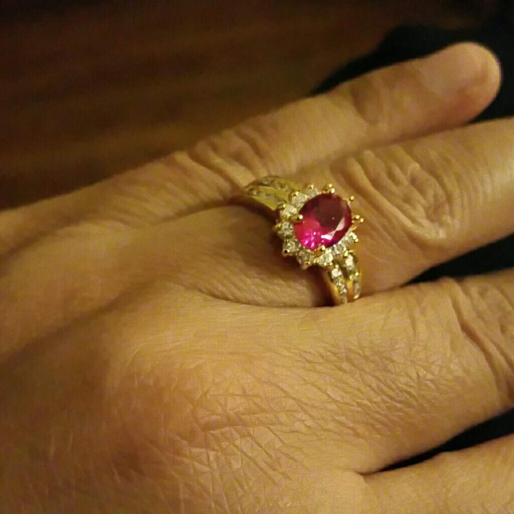 Real pink ruby ring 24k plsted