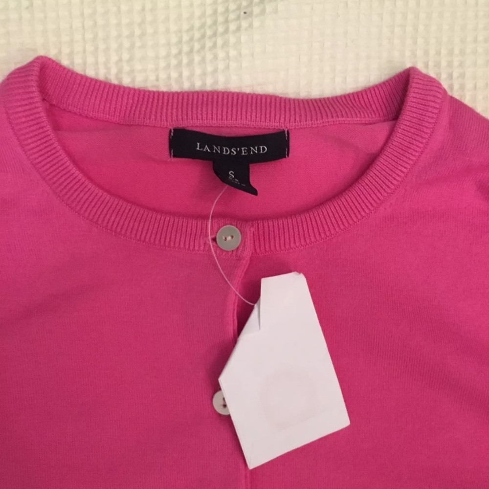 Land's End Supima Cardigan Pink Size S - Picture 2 of 5